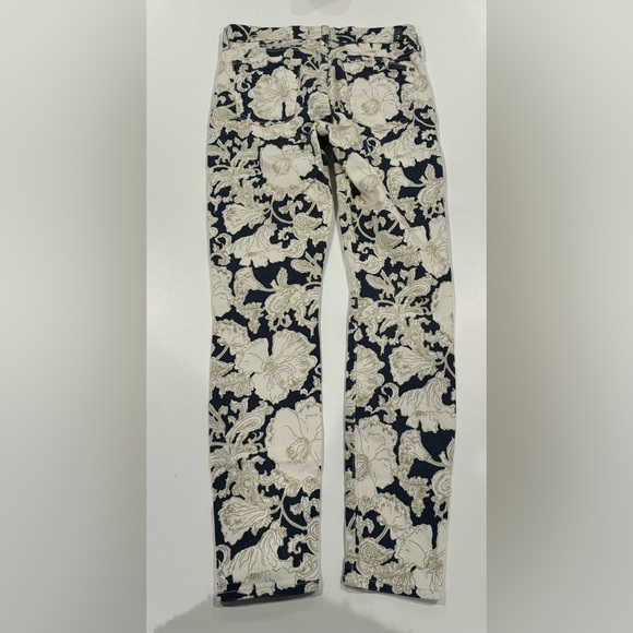 7 For All Mankind Navy and Cream Floral Skinny Jeans - Picture 5 of 7